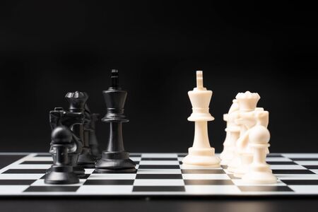 set chess on a chessboard background