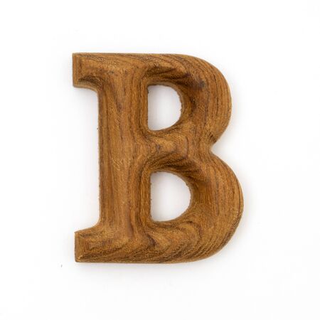 wooden letters B english alphabet on white backgroundの写真素材