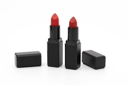 red lipstick isolated on white backgroundの写真素材