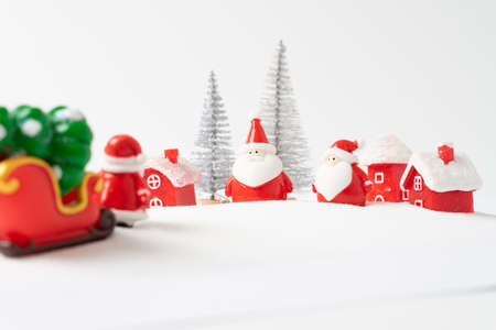santa claus town with snow backgroundの写真素材