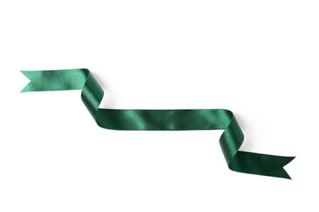 green banners ribbons label on white backgroundの写真素材