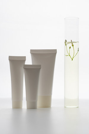 laboratory and research with alternative herb medicine natural skin careの写真素材