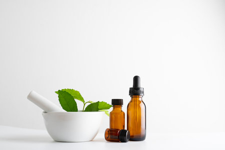 laboratory and research with alternative herb medicine natural skin careの写真素材