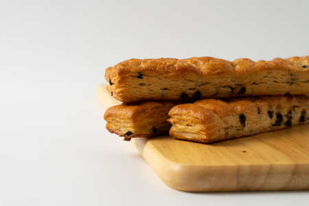 chocolate stick bread on white backgroundの写真素材