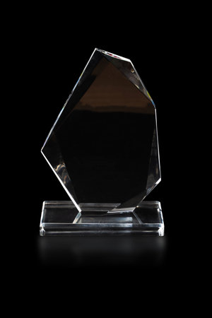 crystal blank award isolated on black backgroundの写真素材