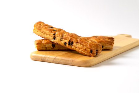 chocolate stick bread on white backgroundの写真素材