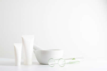 laboratory and research with alternative herb medicine natural skin careの写真素材