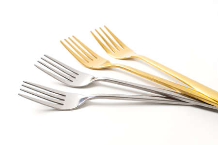 Collection fork on white backgroundの写真素材