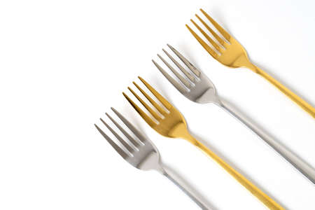 Collection fork on white backgroundの写真素材