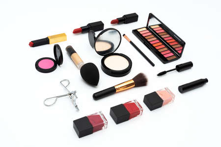 set decorative cosmetics on whiteの写真素材