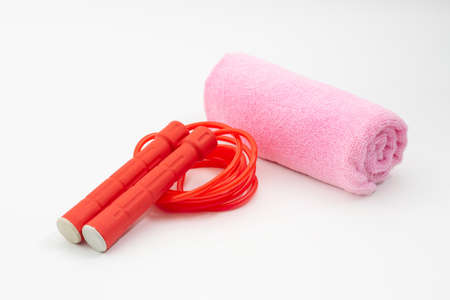 jumping rope isolated on white backgroundの写真素材