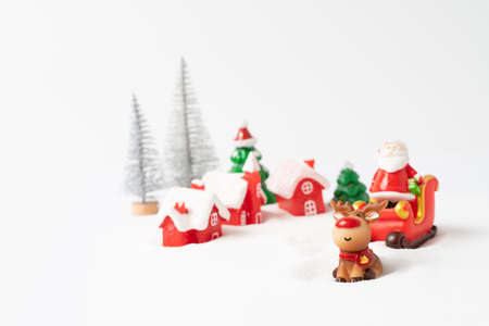santa claus coming town with snow backgroundの写真素材