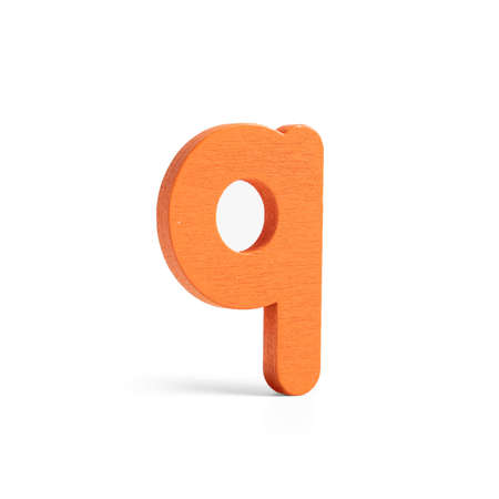 colorful wood q letters isolated on white backgroundの写真素材