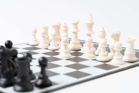 set chess on a chessboard backgroundの写真素材
