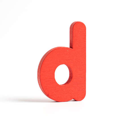 colorful wood d letters isolated on white backgroundの写真素材