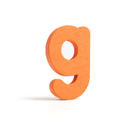 colorful wood g letters isolated on white backgroundの写真素材