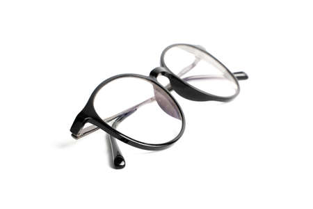 eyeglasses round frame transparent on white