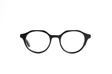 eyeglasses round frame transparent on whiteの写真素材