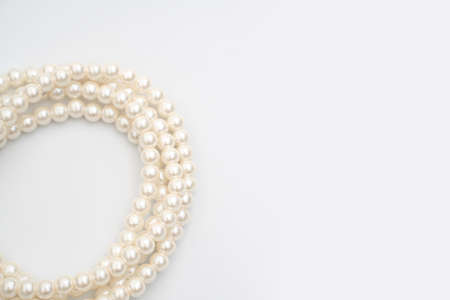 pearl necklace isolate on white backgroundの写真素材