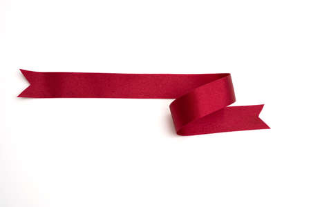 red bow ribbon satin texture on white backgroundの写真素材