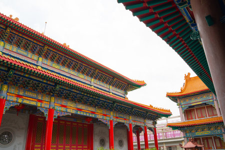classical chinese tile on roofの写真素材