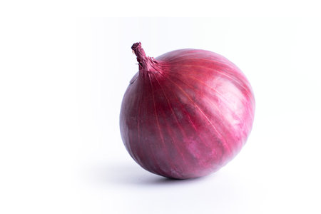 fresh onion isolated on white backgroundの写真素材