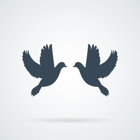 Wedding doves in simple style isolated on white background illustrationのイラスト素材