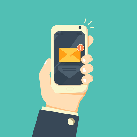 New email notification on mobile phone vector illustrationのイラスト素材