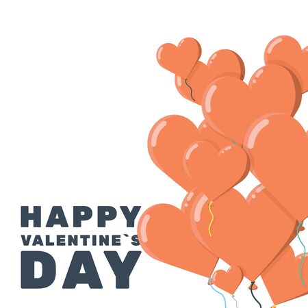 Valentine day greeting card with a bunch of heart balloonsのイラスト素材