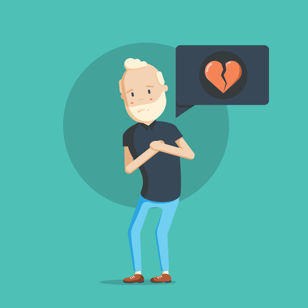 Grandfather character with heart attack.のイラスト素材