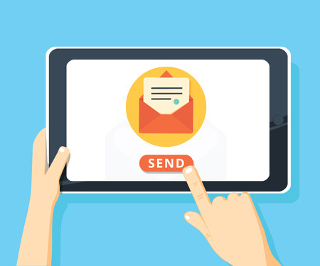 Email marketing template. E-mail management, message online, social media, newsletter.のイラスト素材