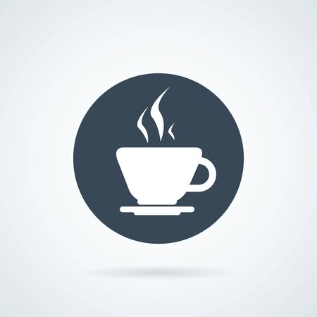 Simple round vectour icon of coffee cup. Illustration with a circle icon of hot cupのイラスト素材