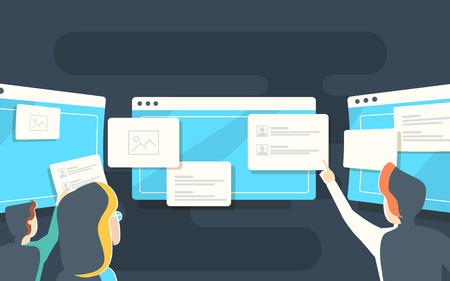 Responsive web design flat vector, web design technology. Web concept website development.のイラスト素材