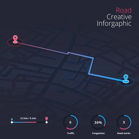 Dashboard theme creative infographic of city map navigationのイラスト素材