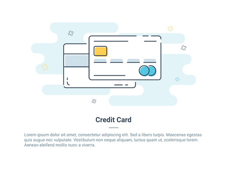 Flat line icon concept of Credit or Debit Card. Isolated vector illustration in light colorのイラスト素材