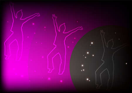 three dancing man's silhouettes on semicirclesのイラスト素材