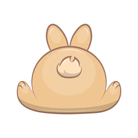 Cute cartoon rabbit's butt with tail and paws. Vector illustration of an animal on white background.のイラスト素材