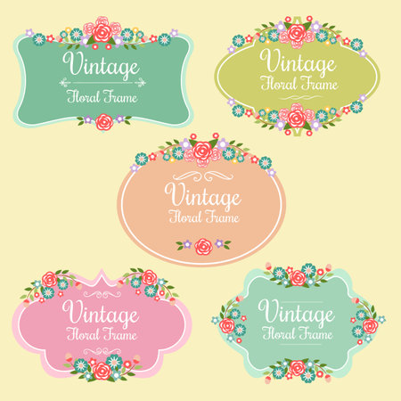 Vintage Floral Labelのイラスト素材