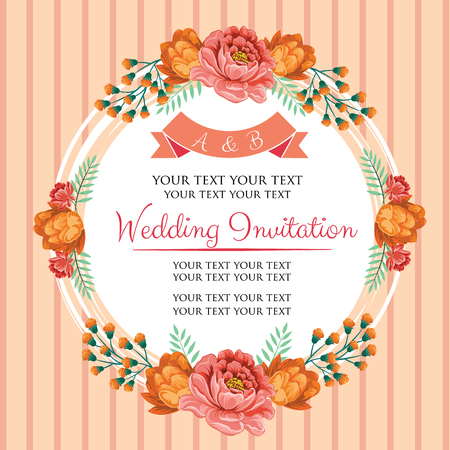 pink floral invitationのイラスト素材