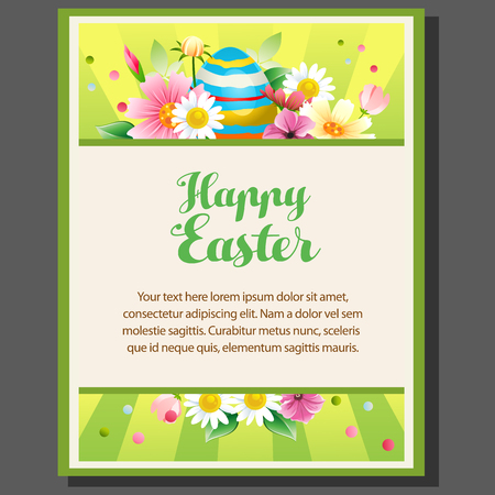 Happy easter poster with green backgroundのイラスト素材