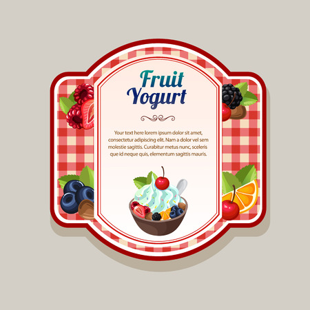 Fruit yogurt label.のイラスト素材
