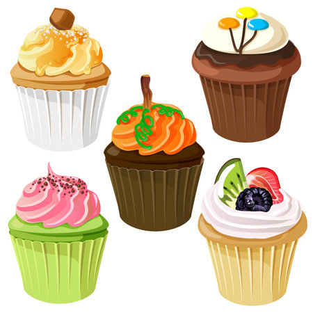 cupcake set iconのイラスト素材