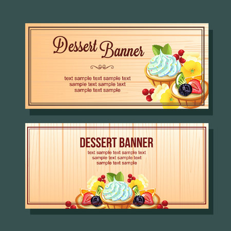 dessert horizontal bannerのイラスト素材