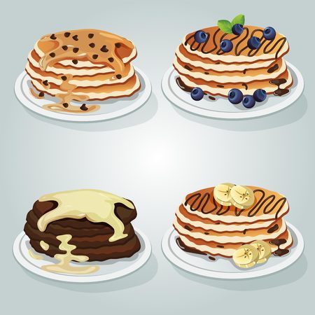 various pancake setのイラスト素材