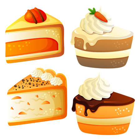 four slice of autumn cakesのイラスト素材