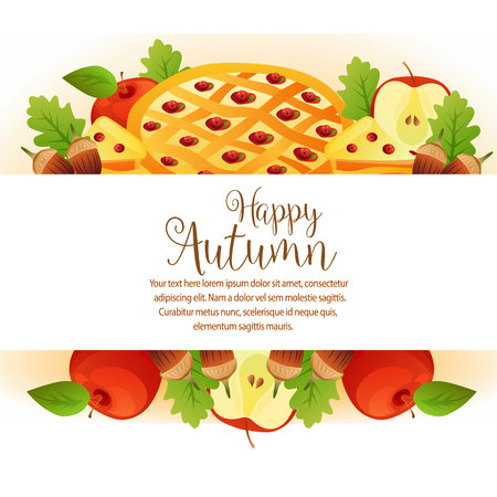 garden happy autumn apple pieのイラスト素材
