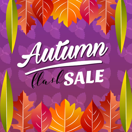 autumn flash sale vivid color half leavesのイラスト素材