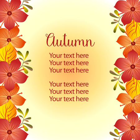 garden vertical border template autumn fall plantのイラスト素材