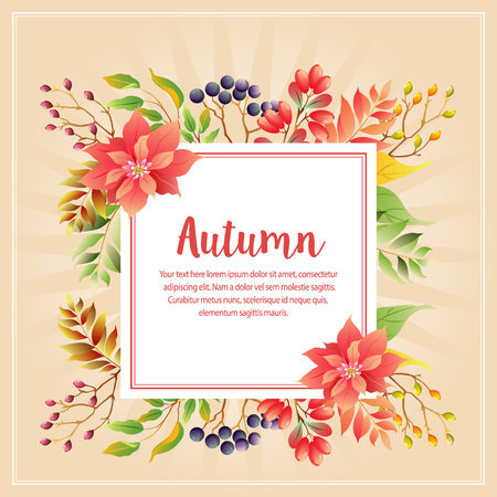 autumn fall animal with poinsettiaのイラスト素材