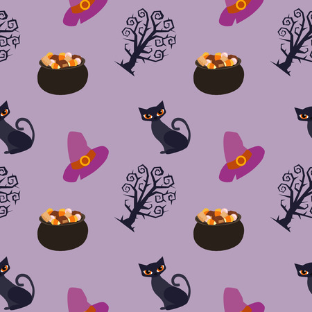 halloween cat pattern backgroundのイラスト素材